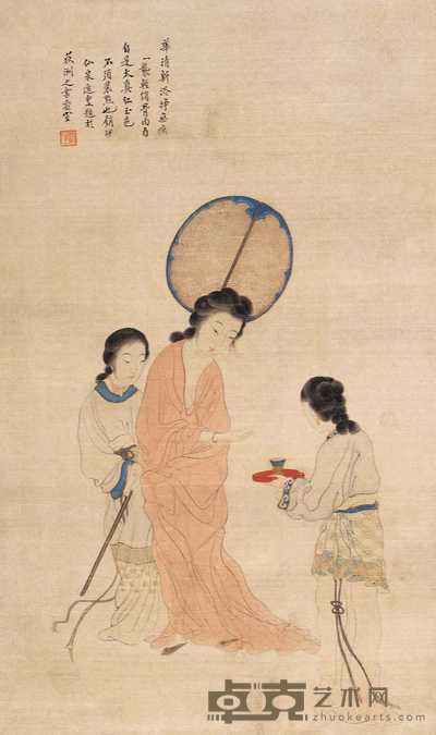 仙泉逸叟 仕女 立轴 57×34cm